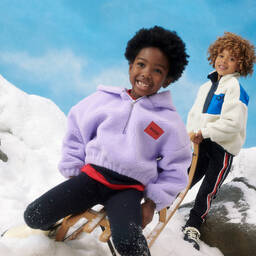 هيوغو-توب هودي فليس شيربا لون بنفسجي للبنات | Childrensalon Outlet