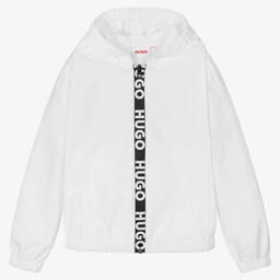 هيوغو-جاكيت هودي واقي من الرياح لون أبيض للأولاد | Childrensalon Outlet