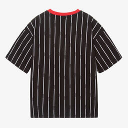 HUGO-Teen Boys Black Cotton Striped T-Shirt | Childrensalon Outlet