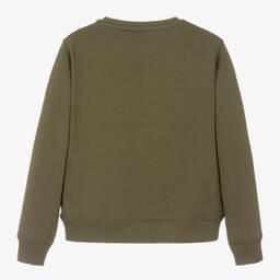 هيوغو-سويتشيرت قطن جيرسي لون أخضر كاكي تينز ولادي | Childrensalon Outlet