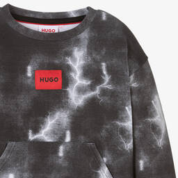 هيوغو-سويتشيرت قطن جيرسي لون رمادي داكن للمراهقين | Childrensalon Outlet