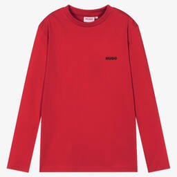 HUGO-Teen Boys Red Cotton Top | Childrensalon Outlet
