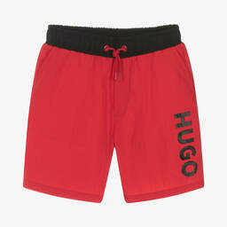 HUGO-Teen Boys Red Swim Shorts | Childrensalon Outlet