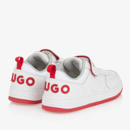 HUGO-Teen Boys White Leather Velcro Trainers | Childrensalon Outlet