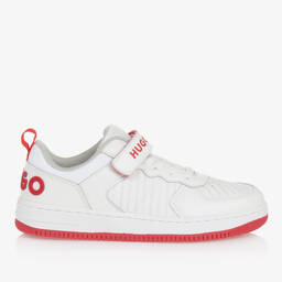 HUGO-Teen Boys White Leather Velcro Trainers | Childrensalon Outlet