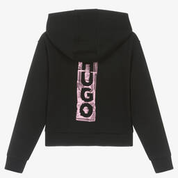 HUGO-Черная хлопковая худи на молнии | Childrensalon Outlet