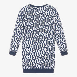 هيوغو-فستان قطن جيرسي لون أزرق تينز بناتي | Childrensalon Outlet