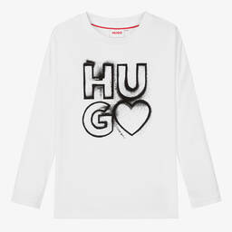 هيوغو-توب قطن عضوي لون أبيض تينز بناتي | Childrensalon Outlet