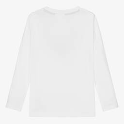 هيوغو-توب قطن عضوي لون أبيض تينز بناتي | Childrensalon Outlet