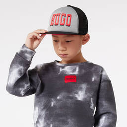 هيوغو-كاب شبك وجيرسي لون رمادي وأسود | Childrensalon Outlet