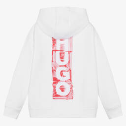 هيوغو-توب هودي قطن جيرسي لون أبيض للأولاد | Childrensalon Outlet