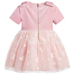 I Pinco Pallino-Girls Pink Velvet & Lace Dress | Childrensalon Outlet