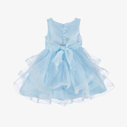 iAMe-فستان أزرق أنيق من التول المزخرف بالورود | Childrensalon Outlet