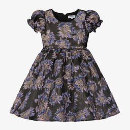 iAMe-Girls Black Jacquard Floral Dress | Childrensalon Outlet