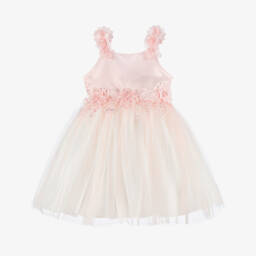 iAMe-Girls Blush Satin & Tulle Gown | Childrensalon Outlet