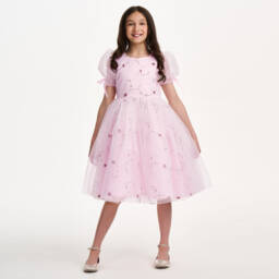 iAMe-Girls Blushing Floral Tulle Gown | Childrensalon Outlet