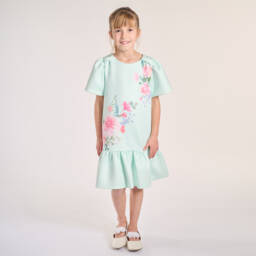 iAMe-Girls Emerald Satin Party Dress | Childrensalon Outlet