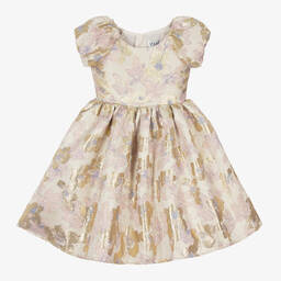 iAMe-Girls Ivory Brocade Floral Dress | Childrensalon Outlet