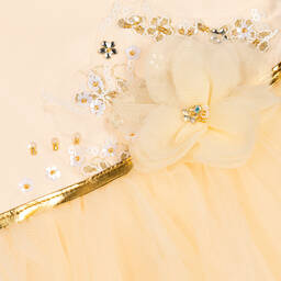 iAMe-Girls Ivory Satin & Tulle Dress | Childrensalon Outlet