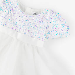 iAMe-Кремовое платье из тюля с пайетками для девочек | Childrensalon Outlet