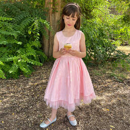 iAMe-Girls Pink Floral Satin Dress | Childrensalon Outlet