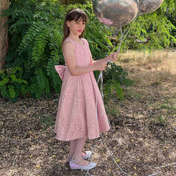 iAMe-Girls Pink Satin & Lace Dress | Childrensalon Outlet