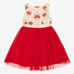 iAMe-Girls Red Satin & Tulle Rose Dress | Childrensalon Outlet