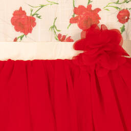 iAMe-Girls Red Satin & Tulle Rose Dress | Childrensalon Outlet