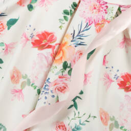 آي آم إي-فستان عاجي حريري مزهر للبنات | Childrensalon Outlet