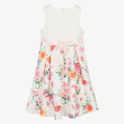 آي آم إي-فستان عاجي حريري مزهر للبنات | Childrensalon Outlet