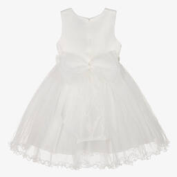 iAMe-Girls White Floral Satin & Tulle Dress | Childrensalon Outlet