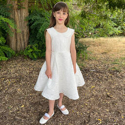 iAMe-Girls White Jacquard Dress | Childrensalon Outlet