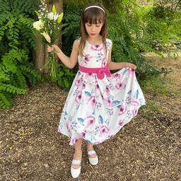iAMe-Girls White & Pink Floral Dress | Childrensalon Outlet