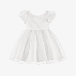 iAMe-Girls White Satin & Tulle Gown | Childrensalon Outlet