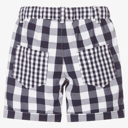 iDO Mini-Baby Boys Blue Check Shorts | Childrensalon Outlet