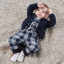 iDO Mini-Baby Boys Blue Check Trousers | Childrensalon Outlet
