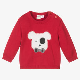 iDO Мини-Красный свитер из хлопка и шерсти с собачкой | Childrensalon Outlet