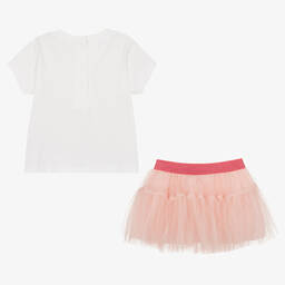 iDO Mini-Baby Girls Ivory & Pink Tulle Skirt Set | Childrensalon Outlet