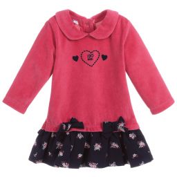 iDO Mini-Baby Girls Pink Velour Dress | Childrensalon Outlet
