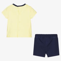iDO Mini-طقم شورت وتوب قطن جيرسي لون أصفر باهت وكحلي للمواليد | Childrensalon Outlet