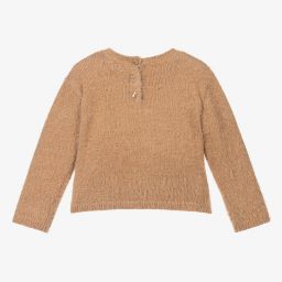 iDO Малыши-Beige Heart Knitted Sweater | Childrensalon Outlet