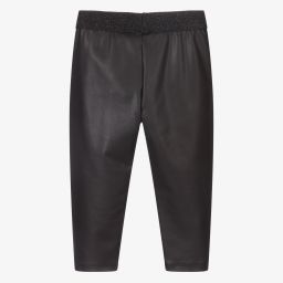 آي دو Baby-ليغنغز جلد صناعي لون أسود للبنات | Childrensalon Outlet