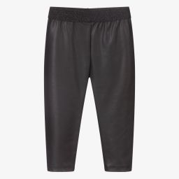 آي دو Baby-ليغنغز جلد صناعي لون أسود للبنات | Childrensalon Outlet