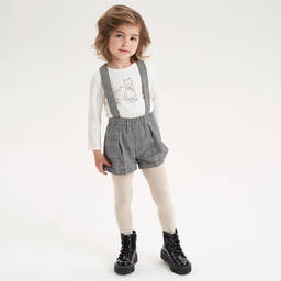 آي دو Baby-طقم شورت قطن جيرسي كاروهات لون أسود وعاجي | Childrensalon Outlet