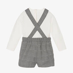 آي دو Baby-طقم شورت قطن جيرسي كاروهات لون أسود وعاجي | Childrensalon Outlet