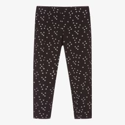 iDO Малыши-Черные легинсы с серебристыми сердечками | Childrensalon Outlet