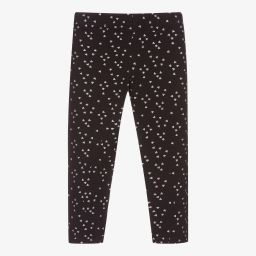 iDO Малыши-Черные легинсы с серебристыми сердечками | Childrensalon Outlet