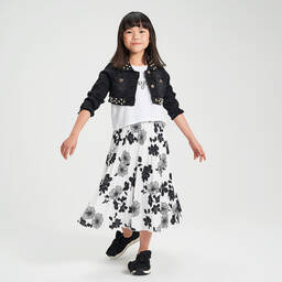 iDO Junior-Black & White Floral Skirt | Childrensalon Outlet