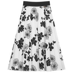 iDO Junior-Black & White Floral Skirt | Childrensalon Outlet