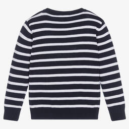 آي دو Baby-كنزة قطن محبوك مقلمة لون كحلي وأبيض | Childrensalon Outlet